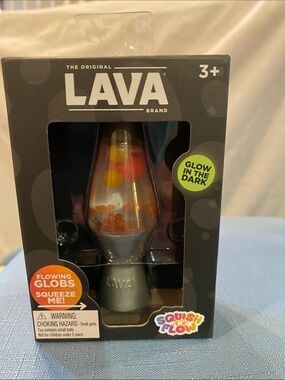 Schylling Lava Squish N Flow Squishy NeeDoh Glow In The Dark Red Lava Lamp New